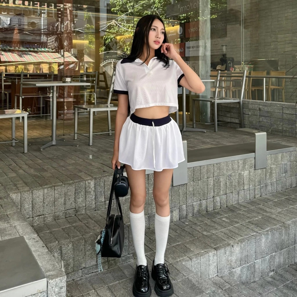 #VNFF05 Girlfriend Material Polo Crop Set