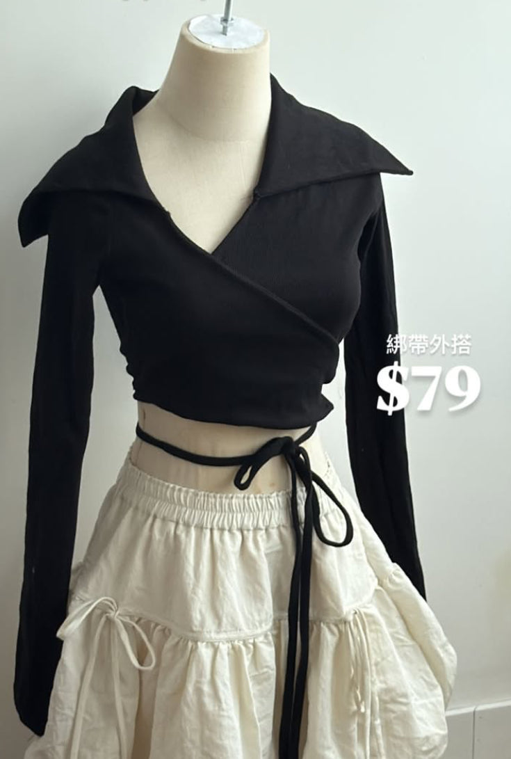 #LP79 Black Tie-Strap Top