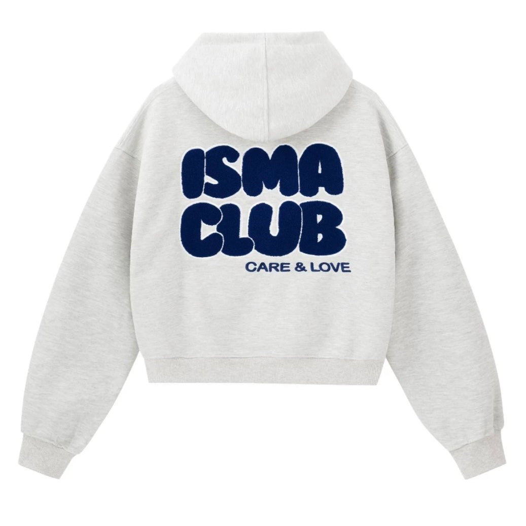 #VNIN01 ISMA Club Zip-up Embroidered Leather Hoodie