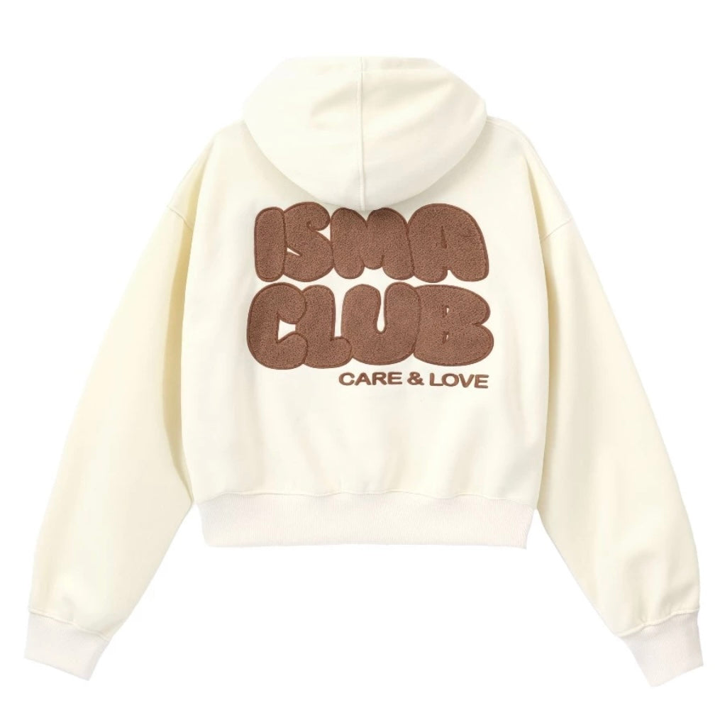 #VNIN01 ISMA Club Zip-up Embroidered Leather Hoodie