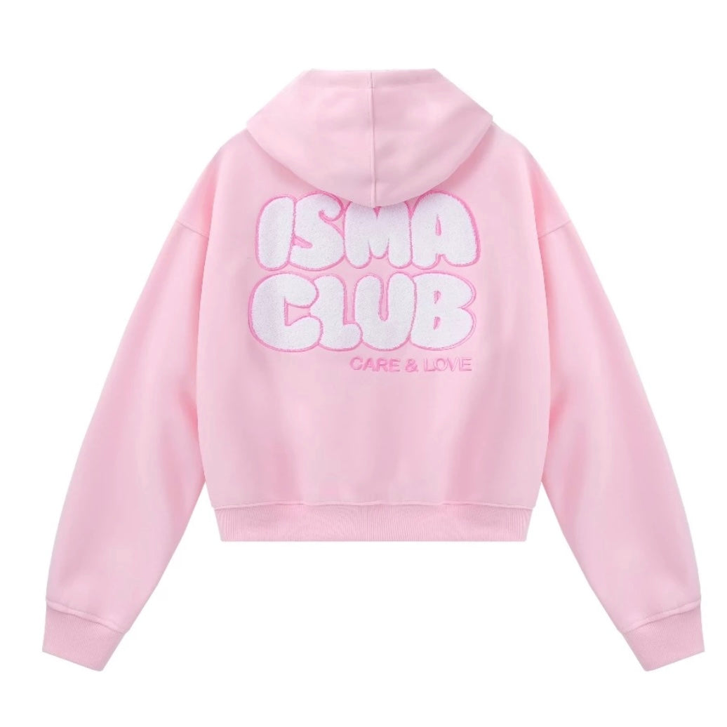 #VNIN01 ISMA Club Zip-up Embroidered Leather Hoodie