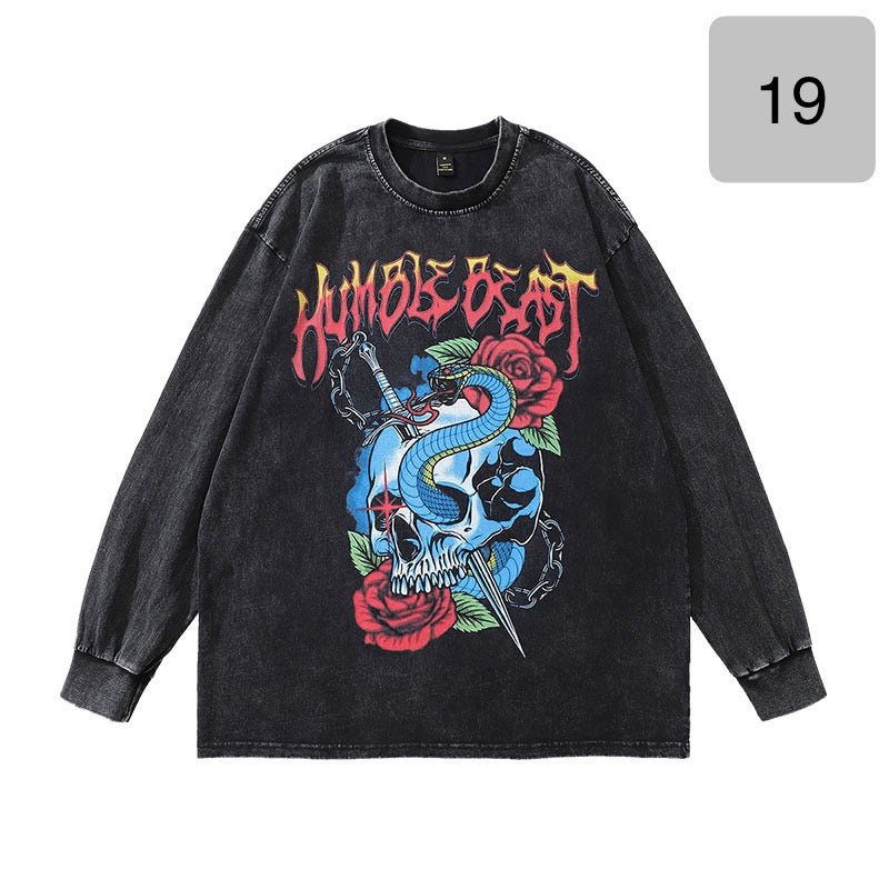 #IS67 Stone Washed long sleeves T - shrit - Idiot Sandwich HK -