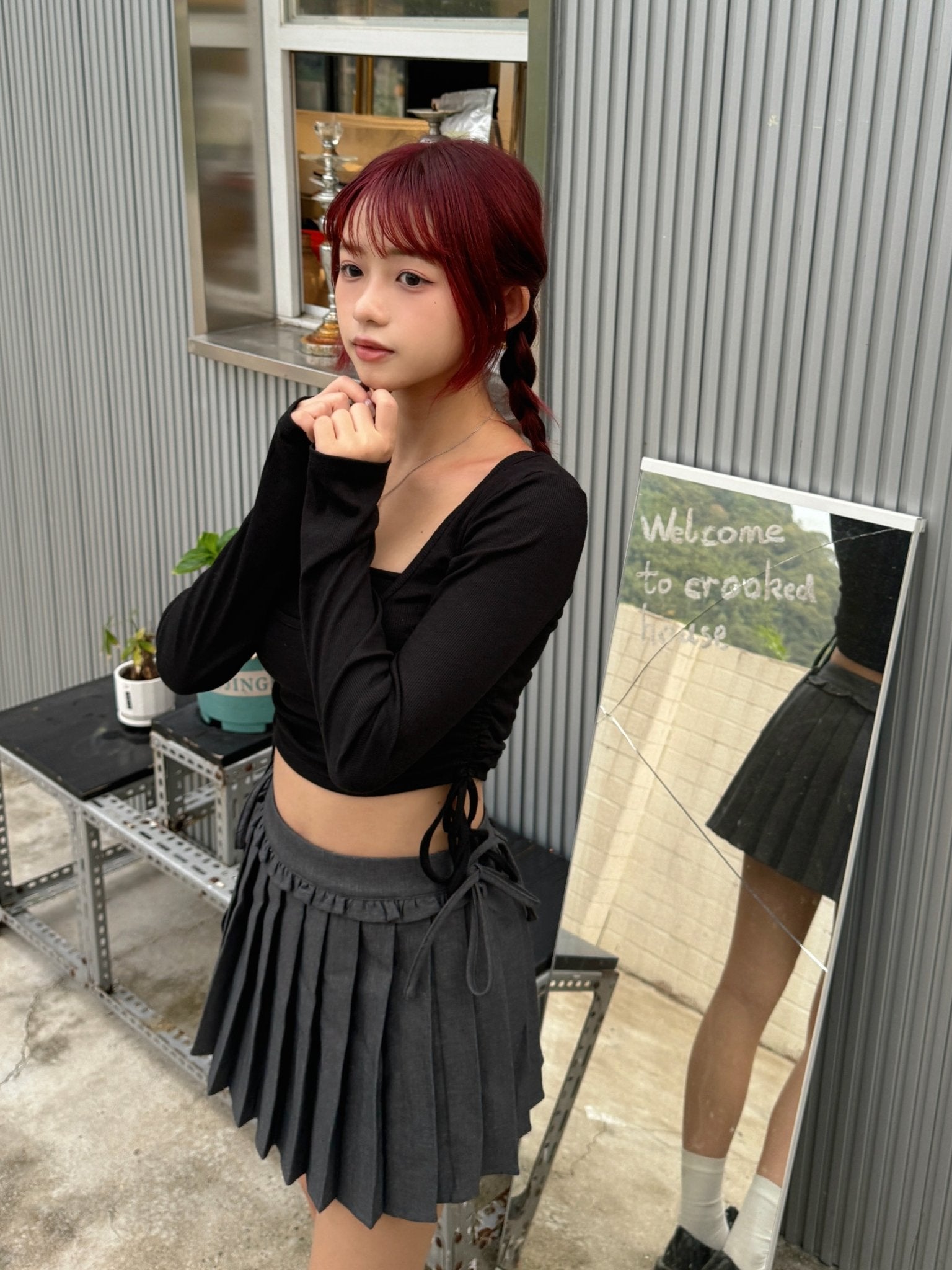 #MD14 Ribbon Pleated Skirt - Idiot Sandwich HK -