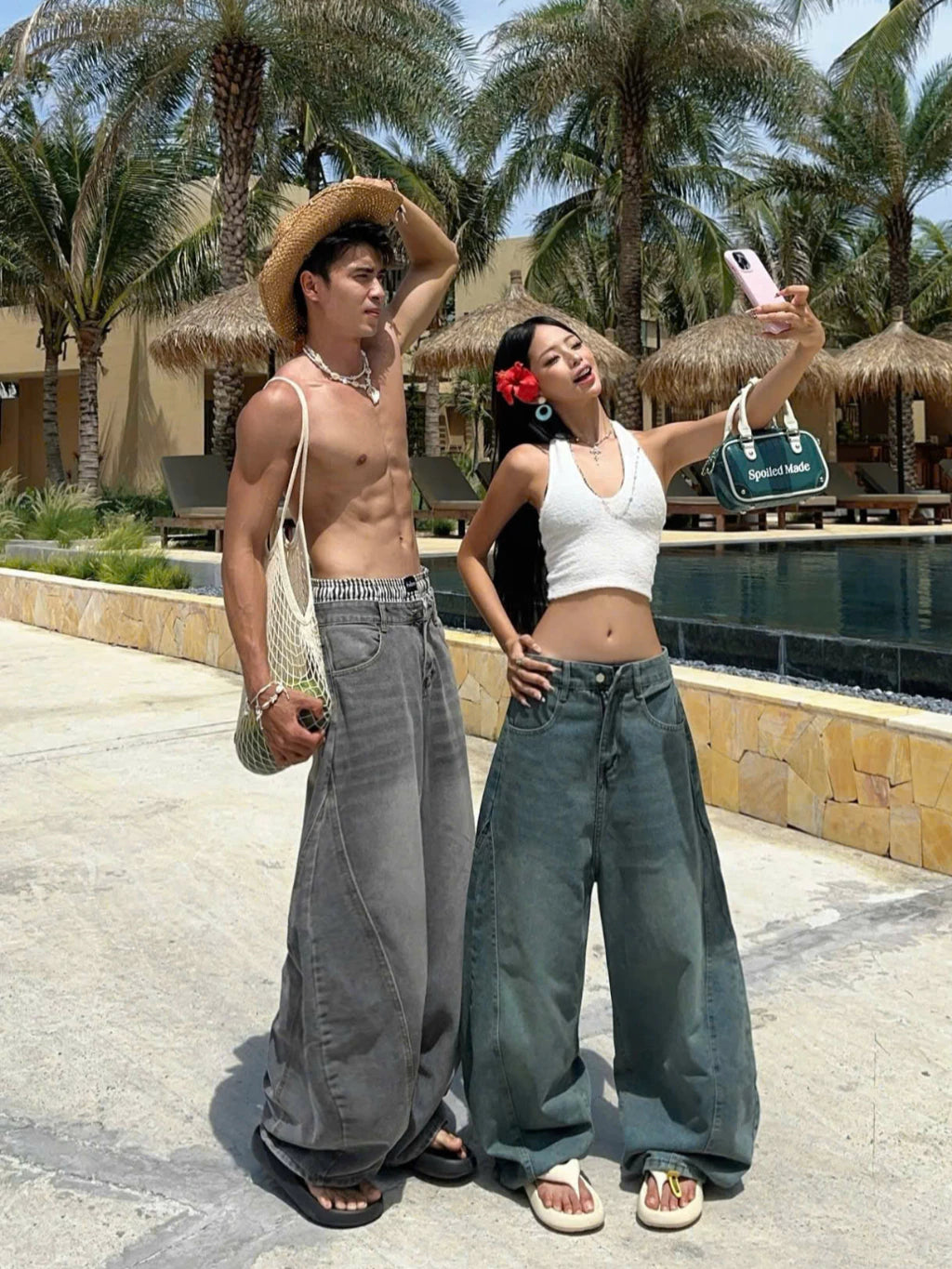 #VNAB12 Unisex Loose-fit Curved Jeans