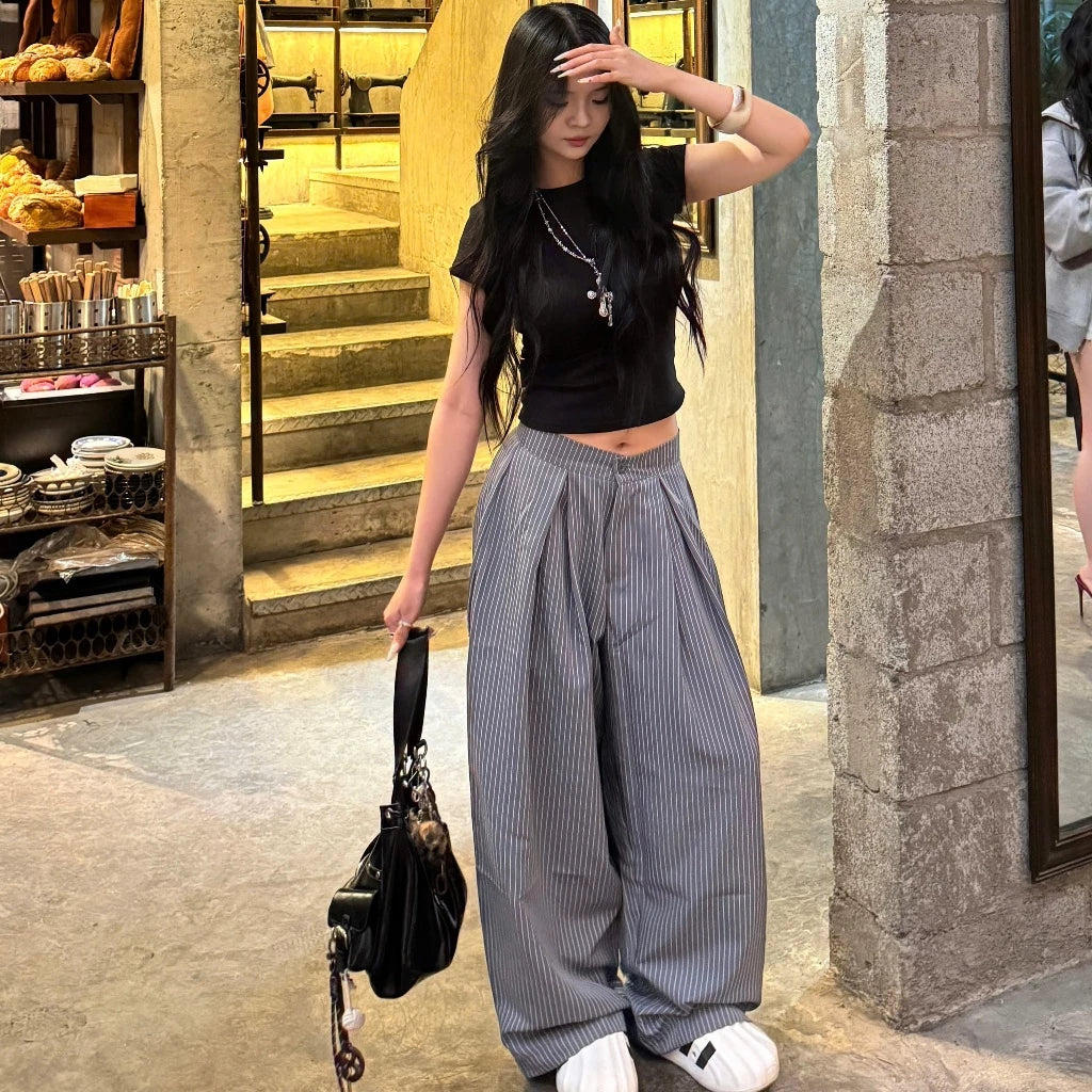 #VNOU01 Striped Wide Leg Pants