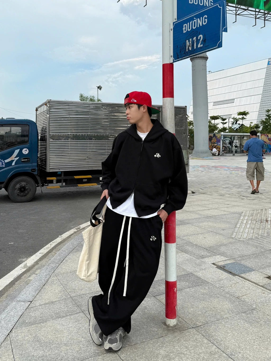 #VNAB10 金屬扣雙拉鍊連帽衛衣