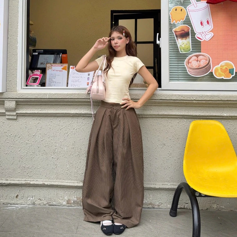 #VNOU01 Striped Wide Leg Pants
