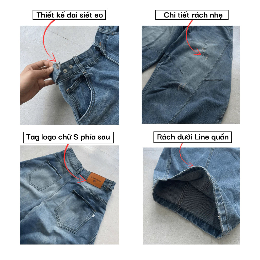 #VNSS01 Wide-Leg Washed Jeans