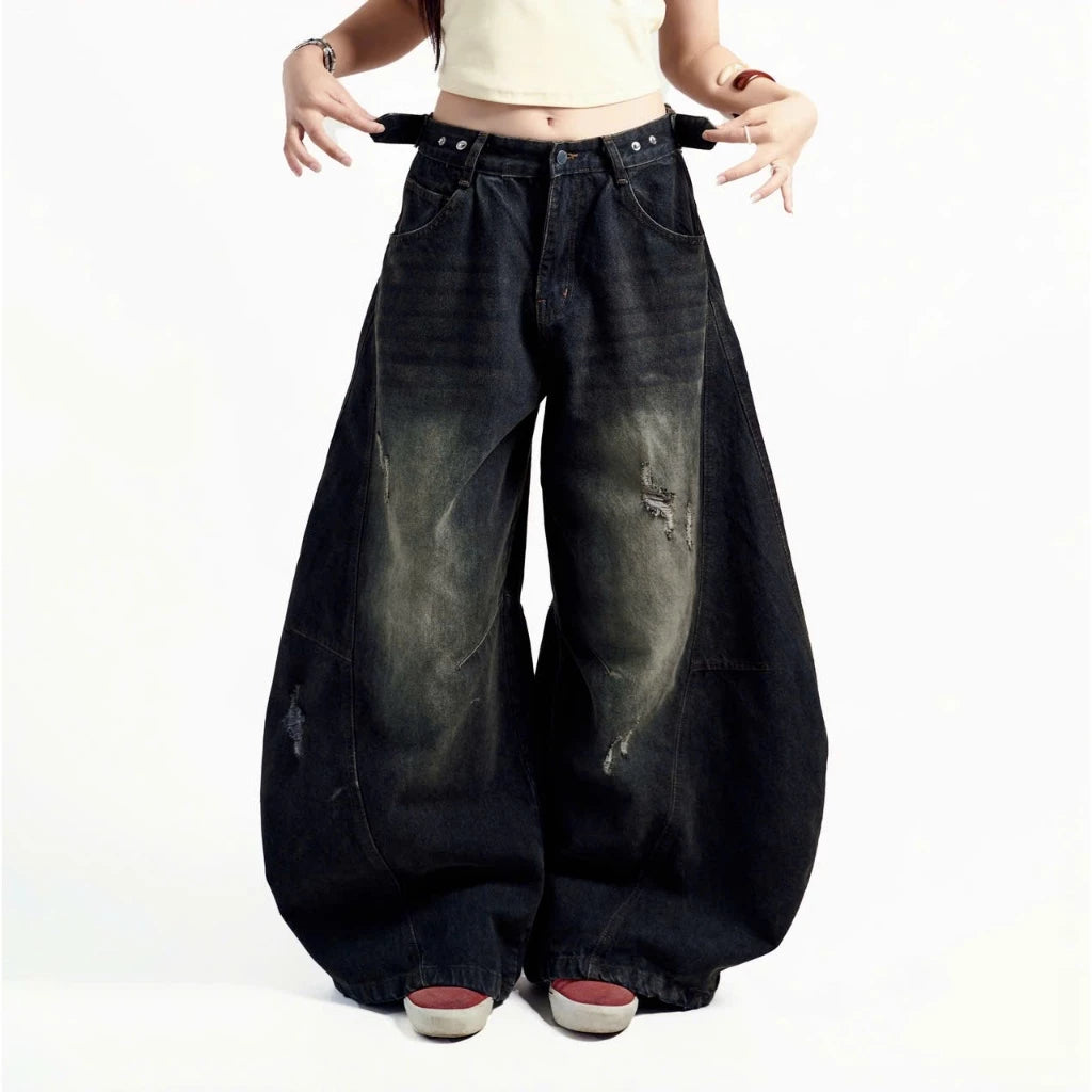 #VNSS01 Wide-Leg Washed Jeans