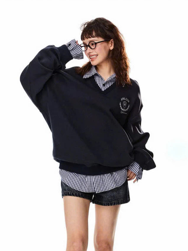 #VNBY03 Plaid Shirt Sweater Faux two-piece