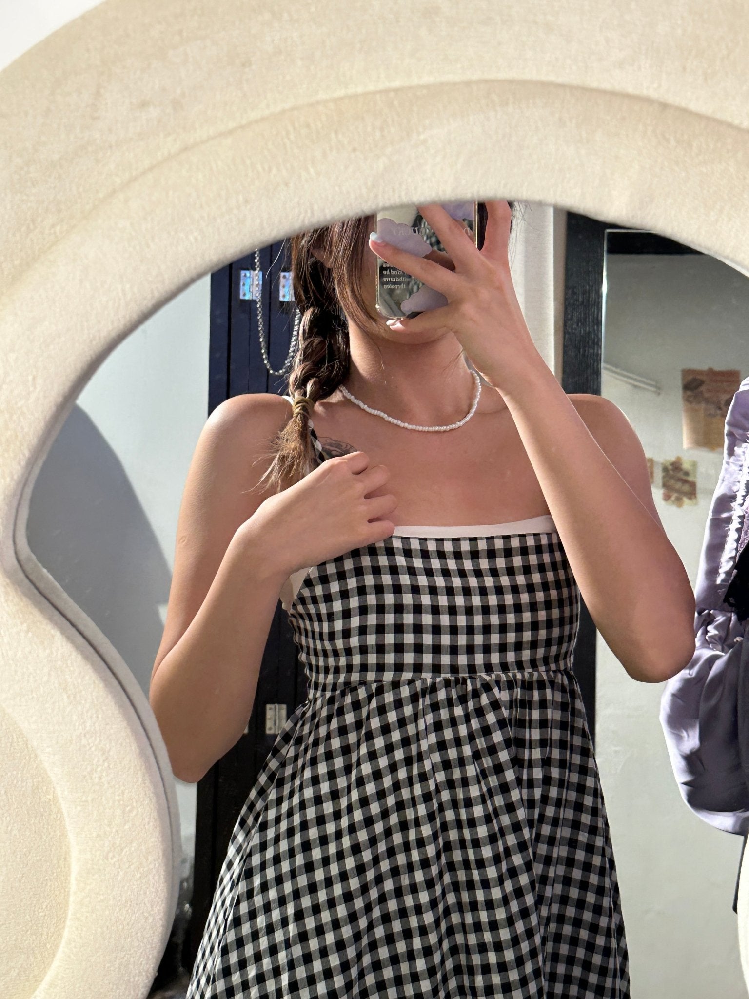 Rural Style Checked Camisole Dress - Idiot Sandwich HK-