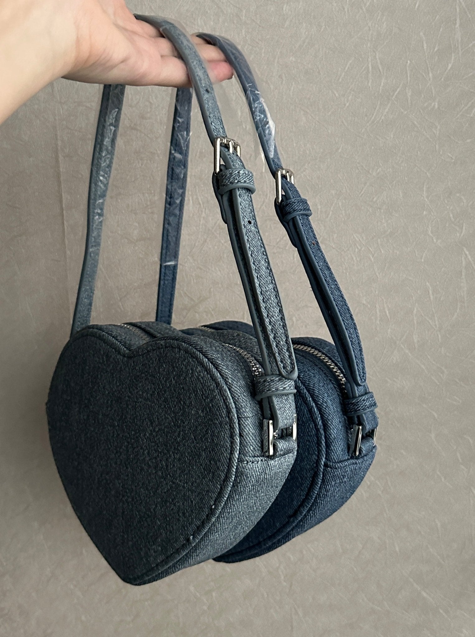 Y2K Denim Heart Shape 2-ways Bag - Idiot Sandwich HK-
