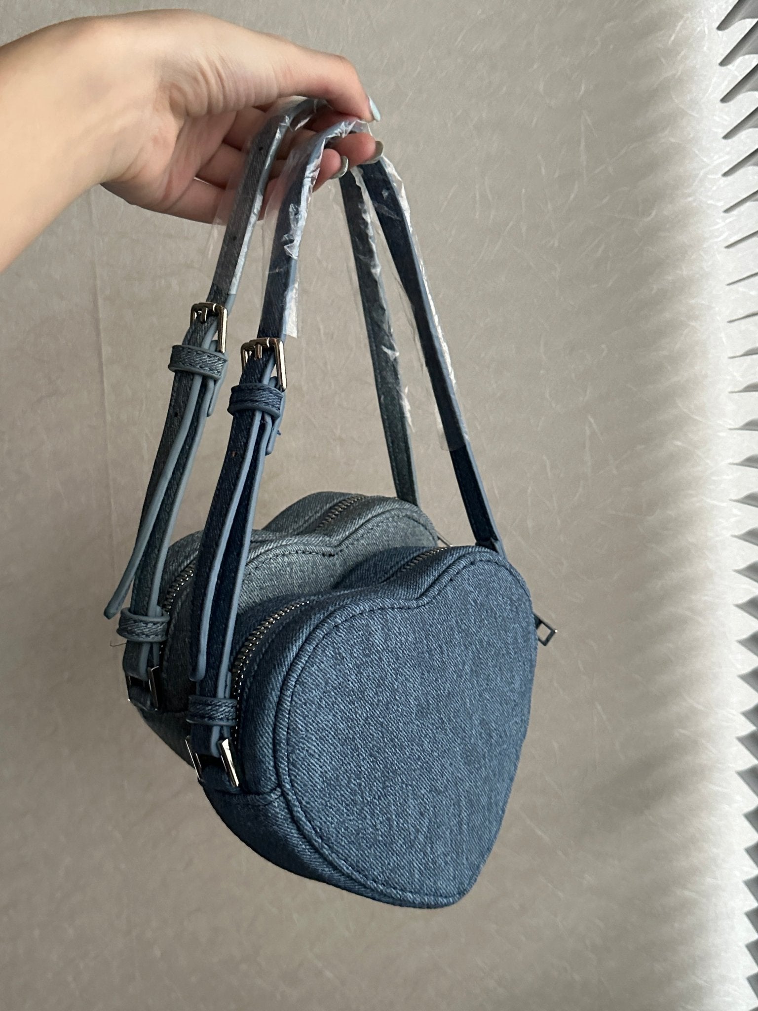 Y2K Denim Heart Shape 2-ways Bag - Idiot Sandwich HK-