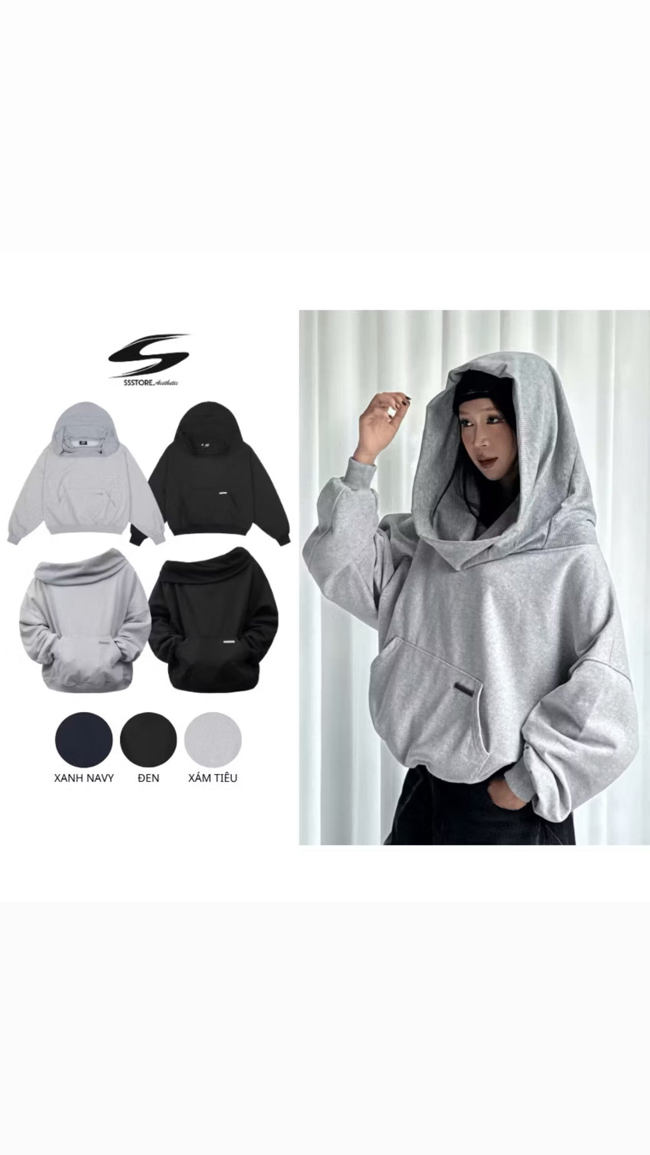 #VNSS03 2ways Off-shoulder Hoodie