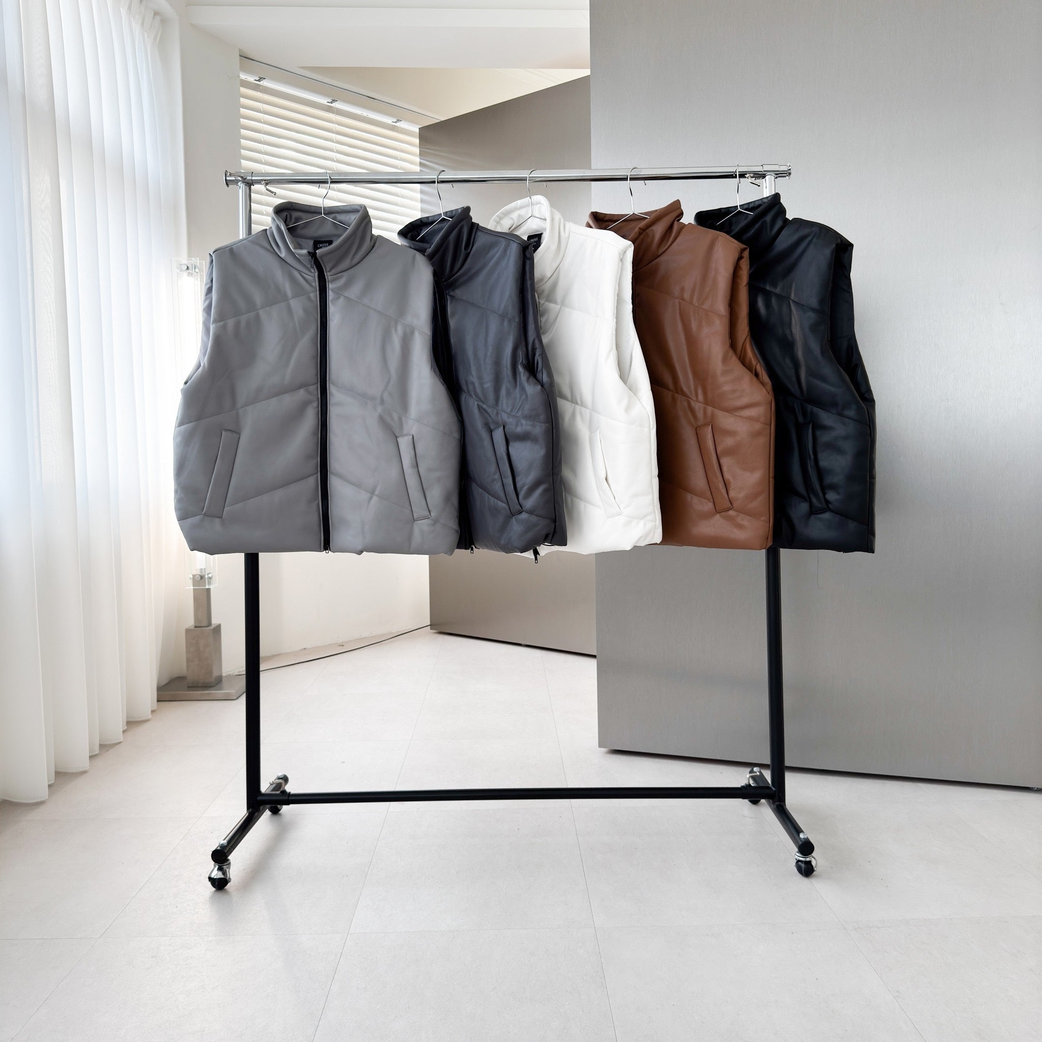 #C435 Fluffy Leather Vest