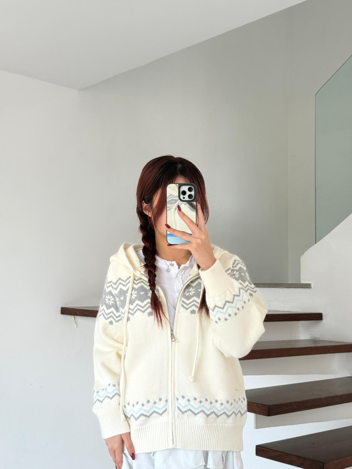 #JNY02 Fair Isle Hooded Cardigan