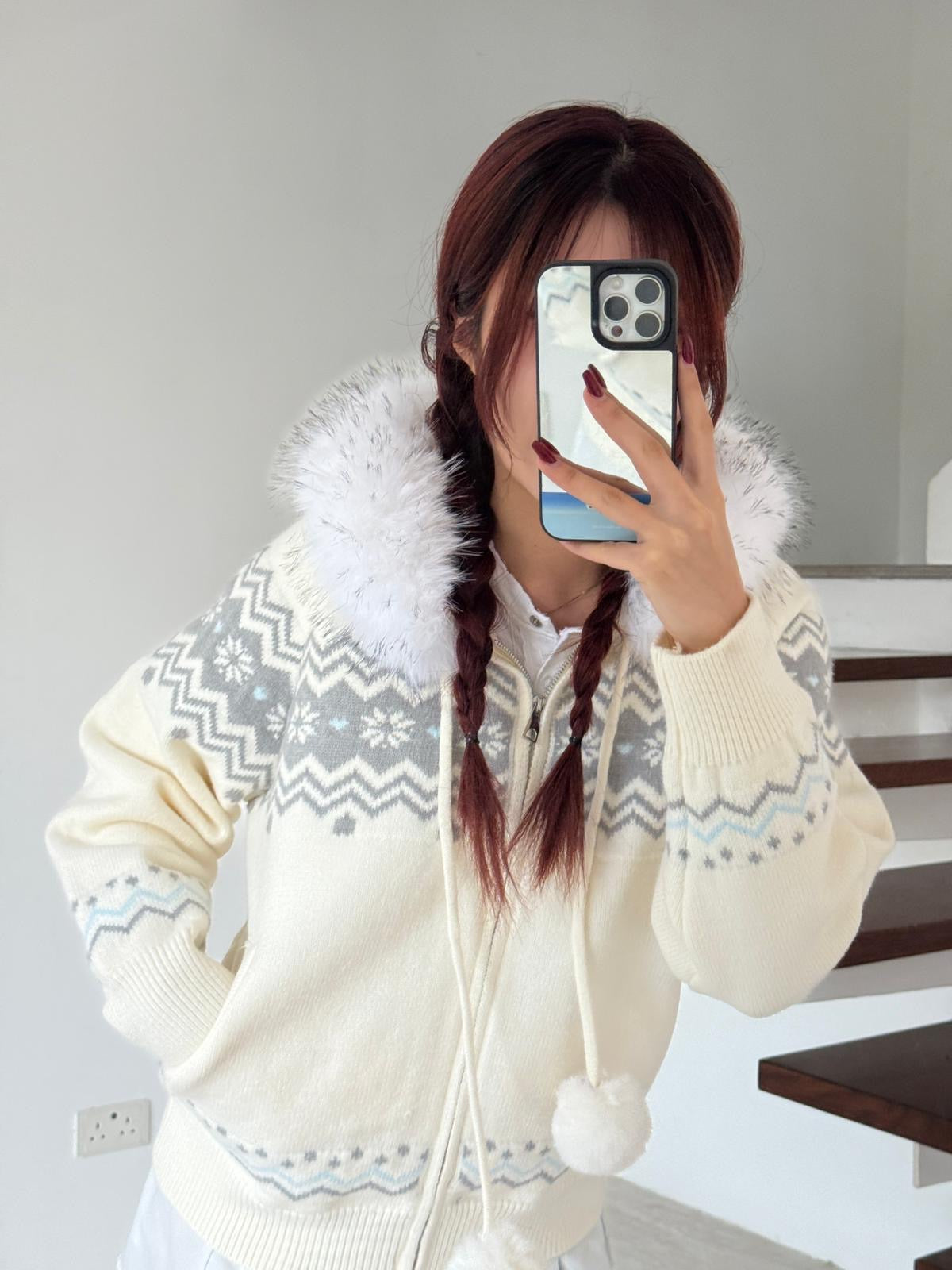 #JNY02 Fair Isle Hooded Cardigan