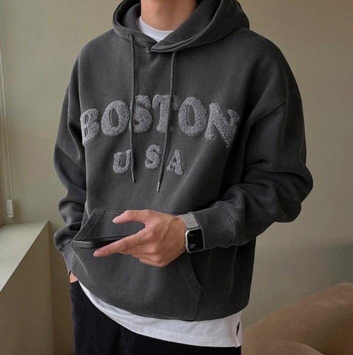 「買2件送頸巾 新年前到貨」#C249 Boston Fluffy Letters Hoodie - Idiot Sandwich Apparel Limited - 