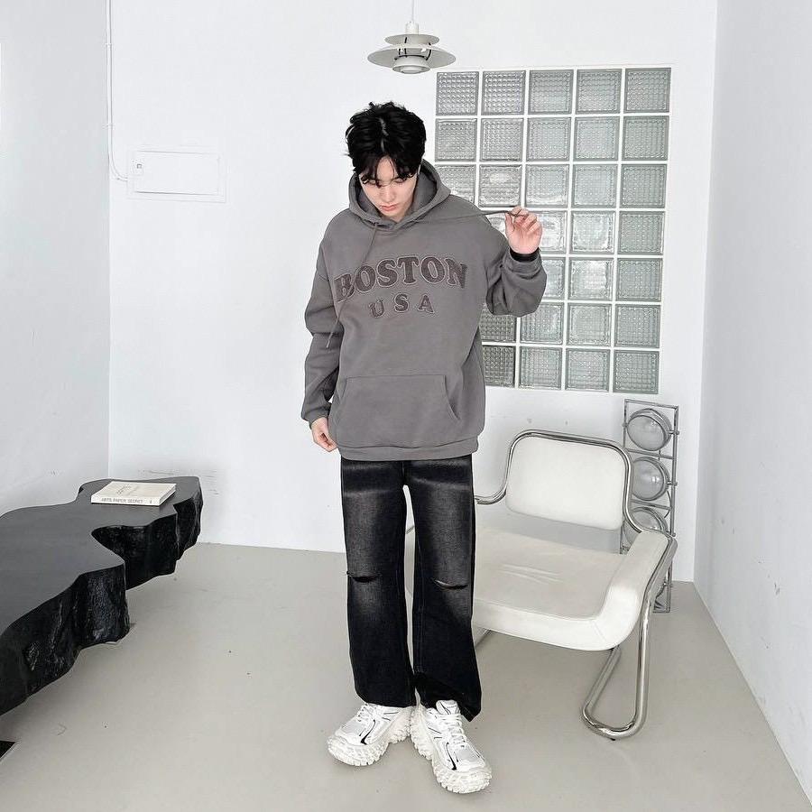 「買2件送頸巾 新年前到貨」#C249 Boston Fluffy Letters Hoodie - Idiot Sandwich Apparel Limited - 