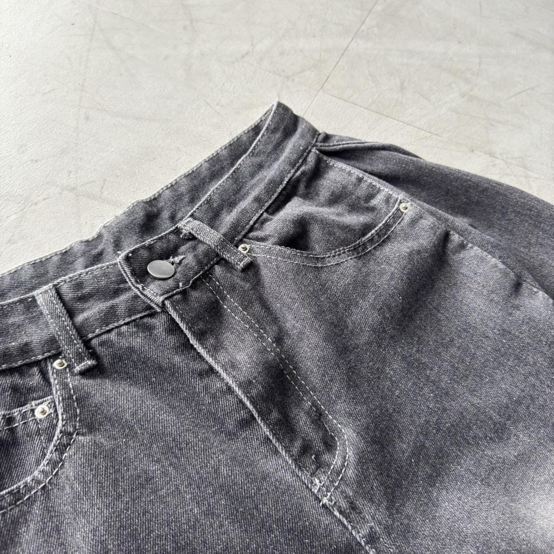 「買2件送頸巾 新年前到貨」#C251 Draped Wash Black Denim Jeans - Idiot Sandwich Apparel Limited - 