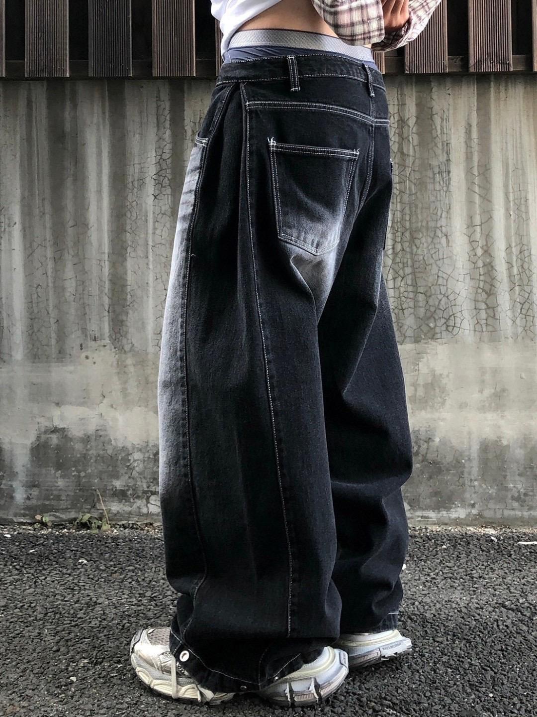 「買2件送頸巾 新年前到貨」#C251 Draped Wash Black Denim Jeans - Idiot Sandwich Apparel Limited - 