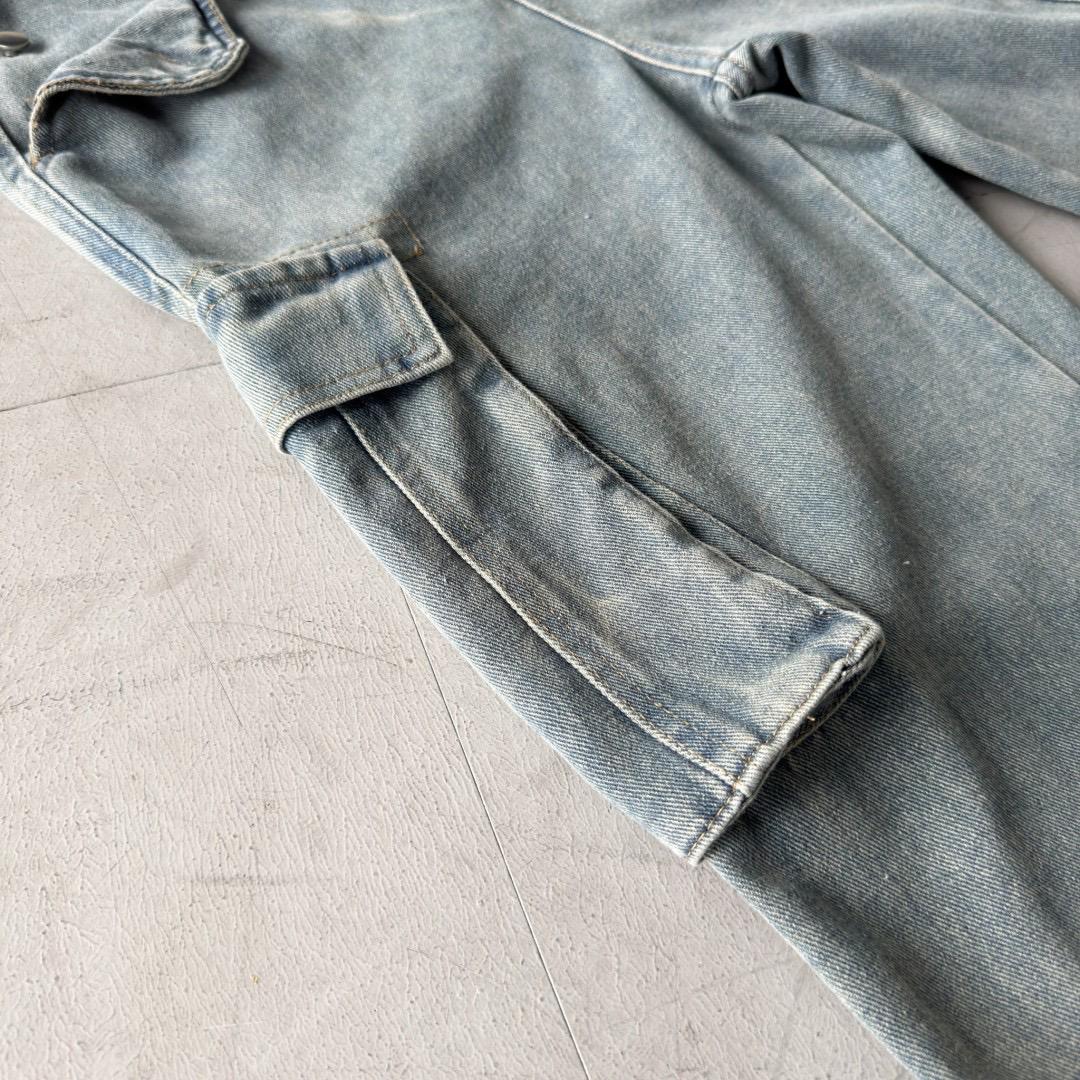 「買2件送頸巾 新年前到貨」#C252 Cargo Denim Blue Jeans - Idiot Sandwich Apparel Limited - 