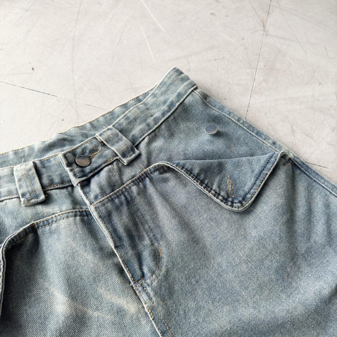 「買2件送頸巾 新年前到貨」#C252 Cargo Denim Blue Jeans - Idiot Sandwich Apparel Limited - 