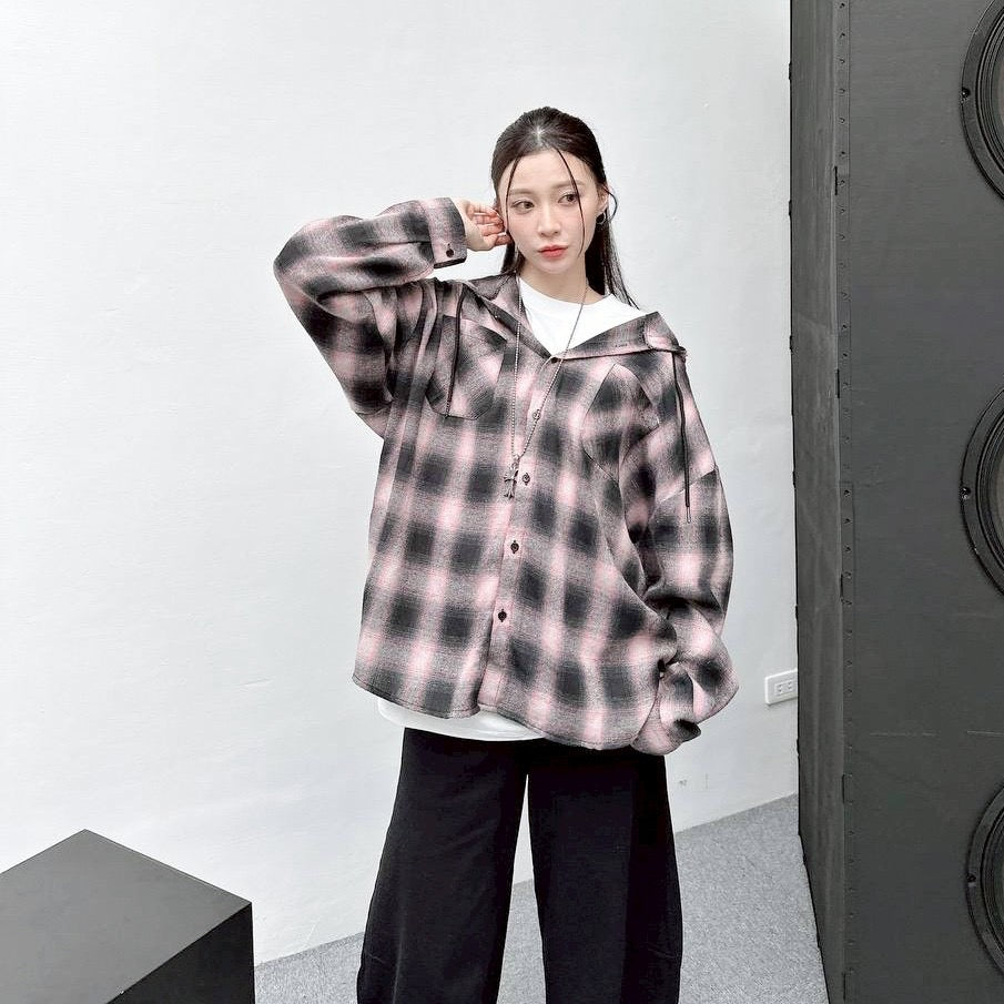 #C423 Checkered Hooded Jacket