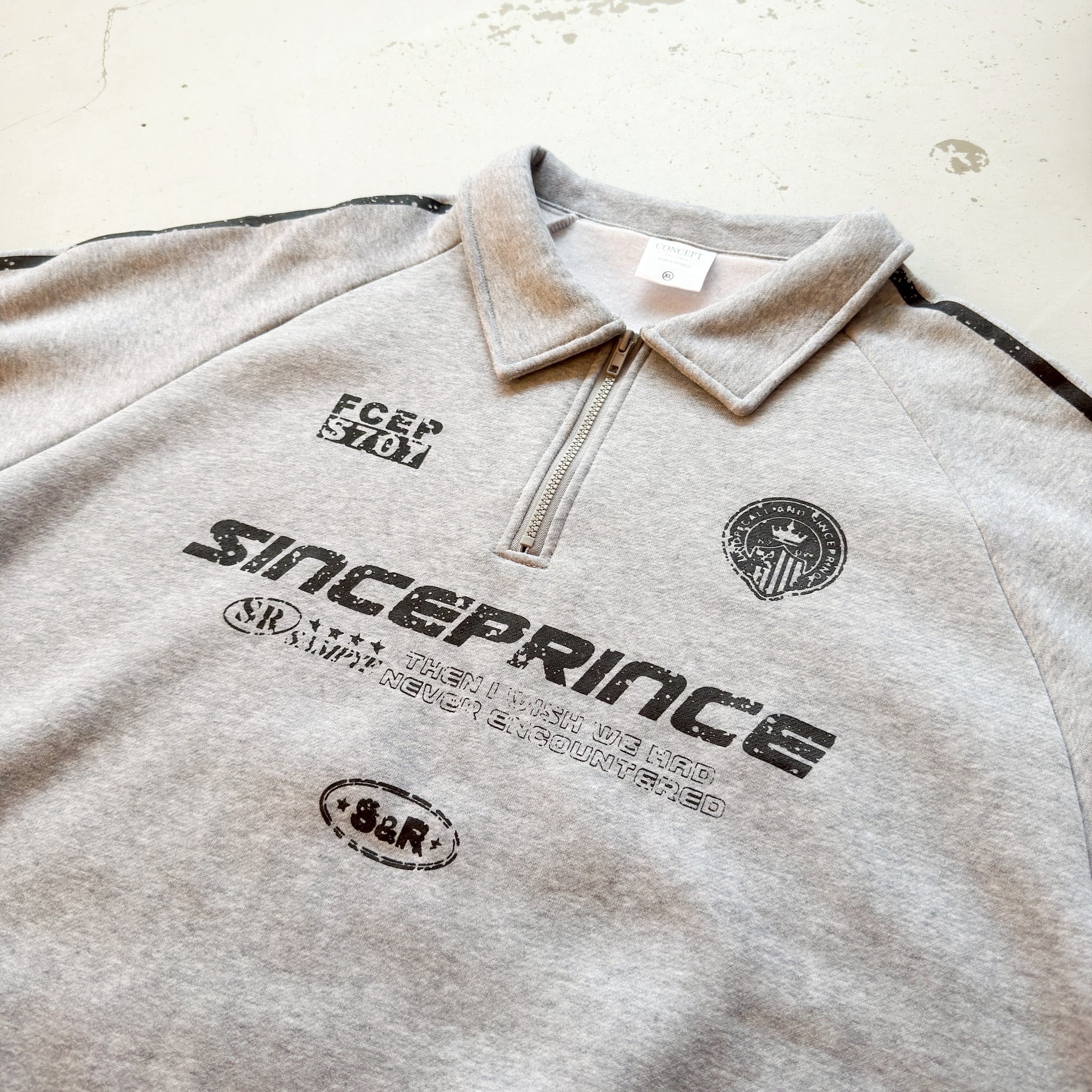 #C447 Mottled Zipper Polo Sweatshirt