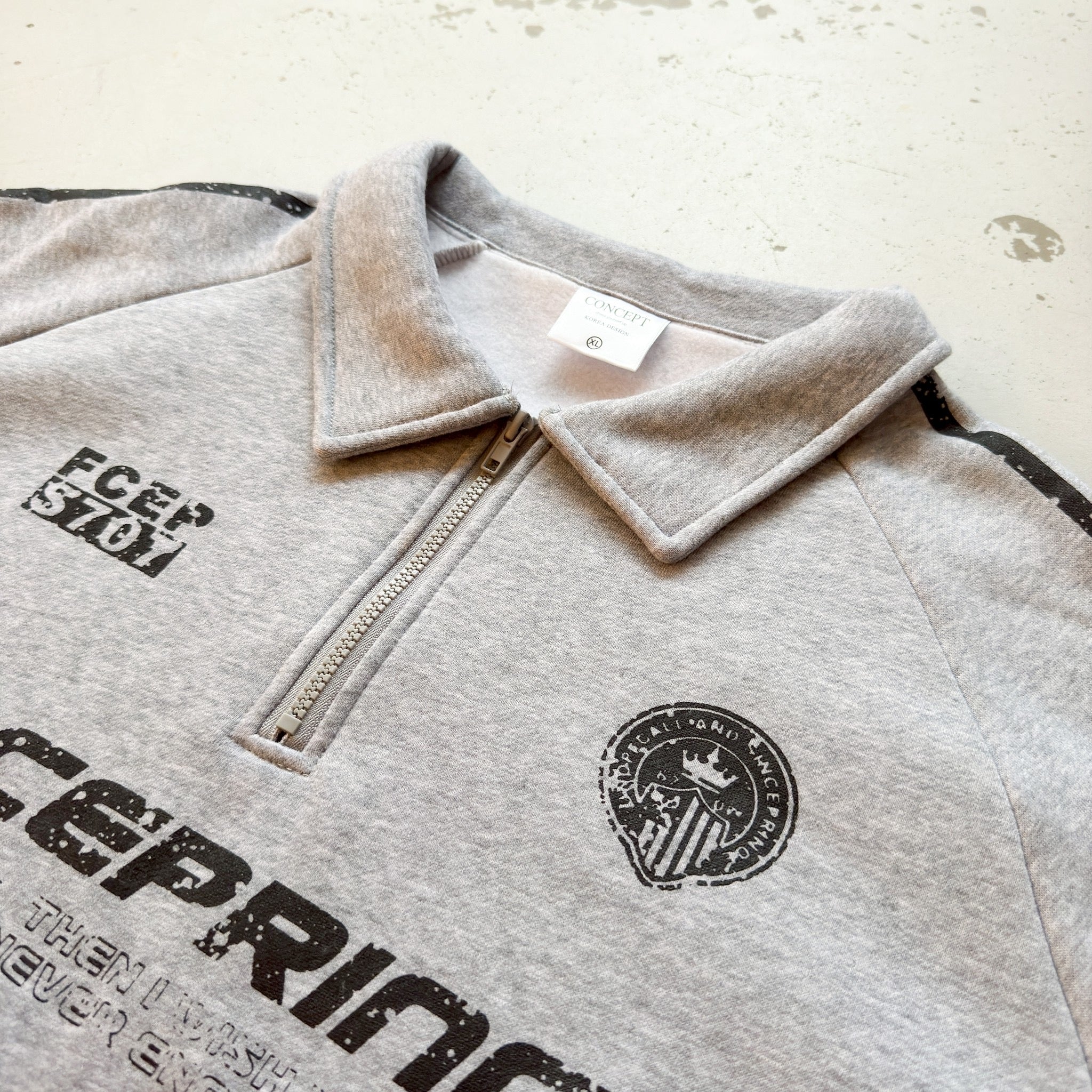 #C447 Mottled Zipper Polo Sweatshirt