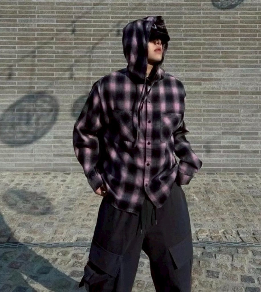#C423 Checkered Hooded Jacket