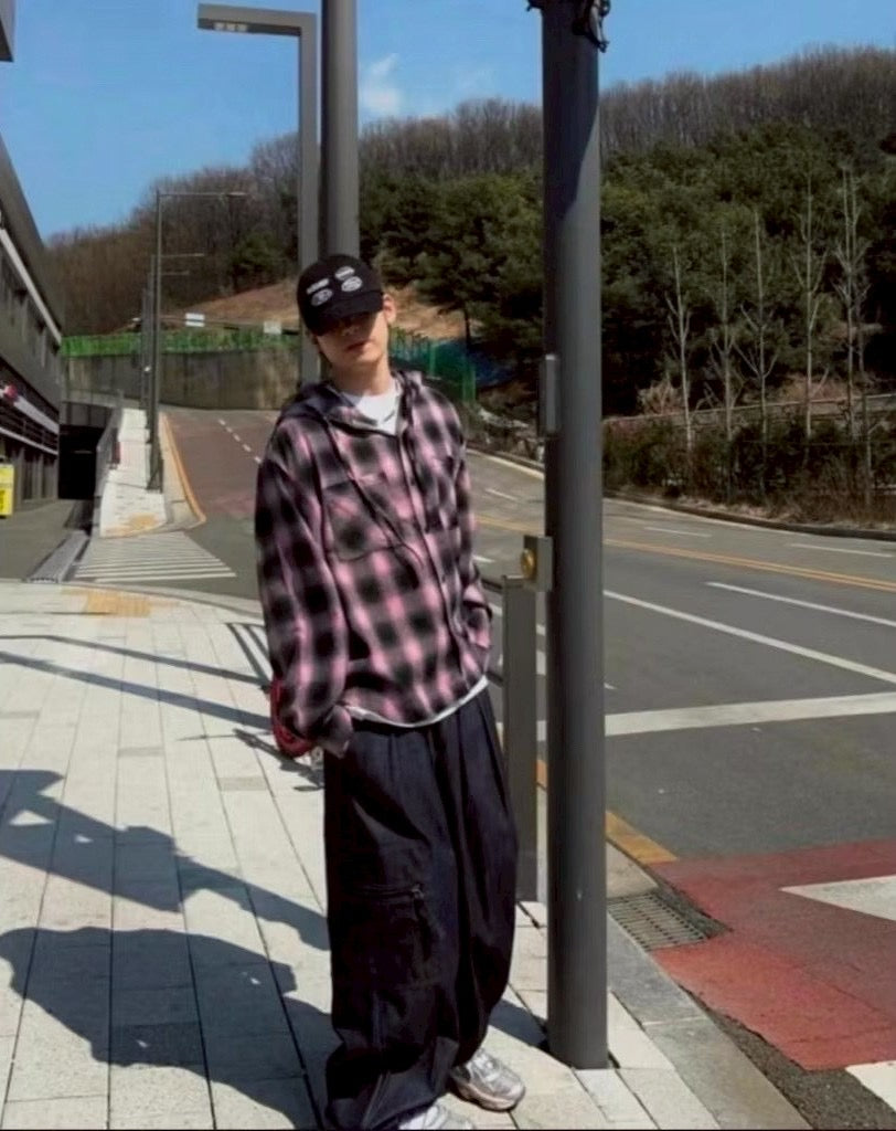 #C423 Checkered Hooded Jacket