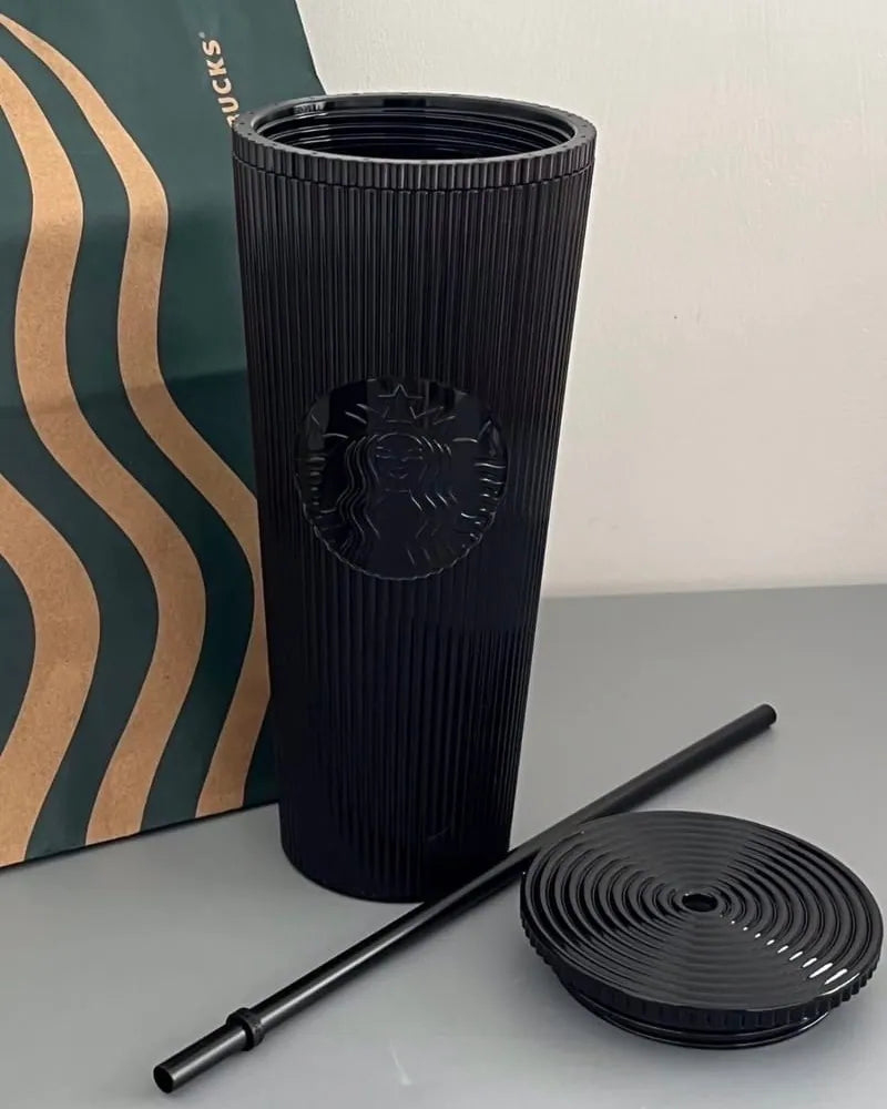 Starbucks 全黑直坑紋飲筒杯 710ML