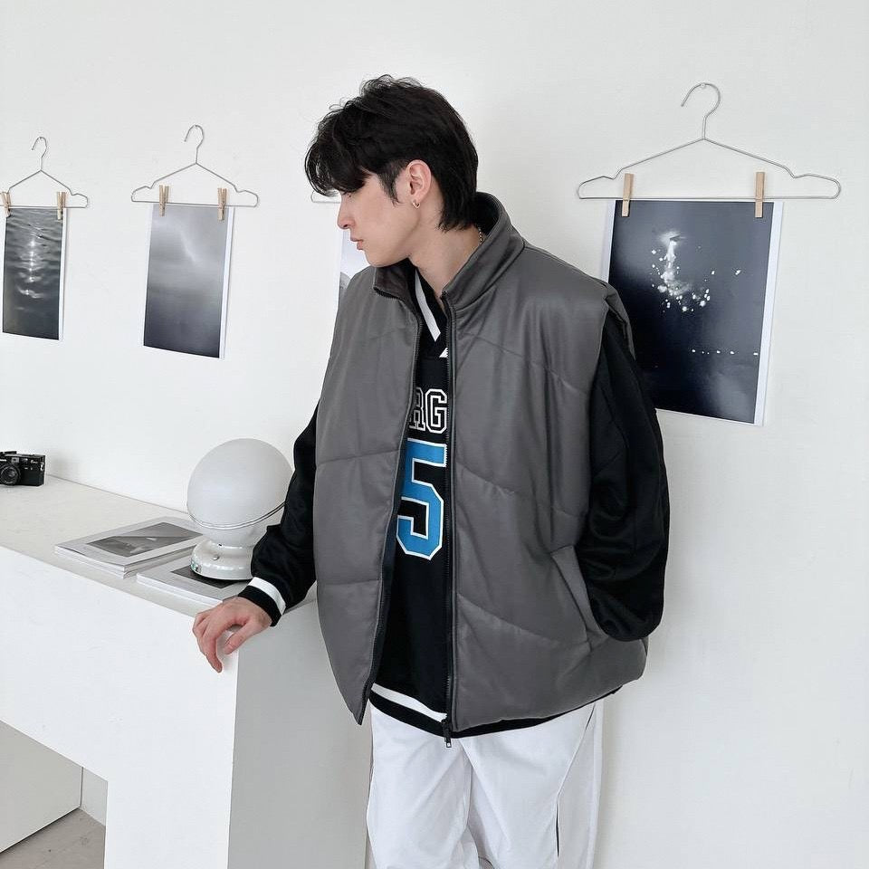 #C435 Fluffy Leather Vest