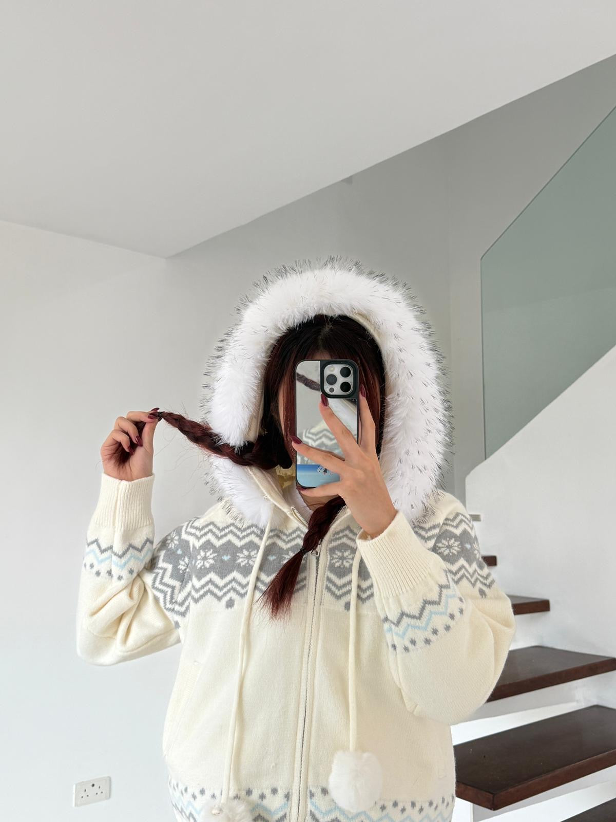 #JNY02 Fair Isle Hooded Cardigan