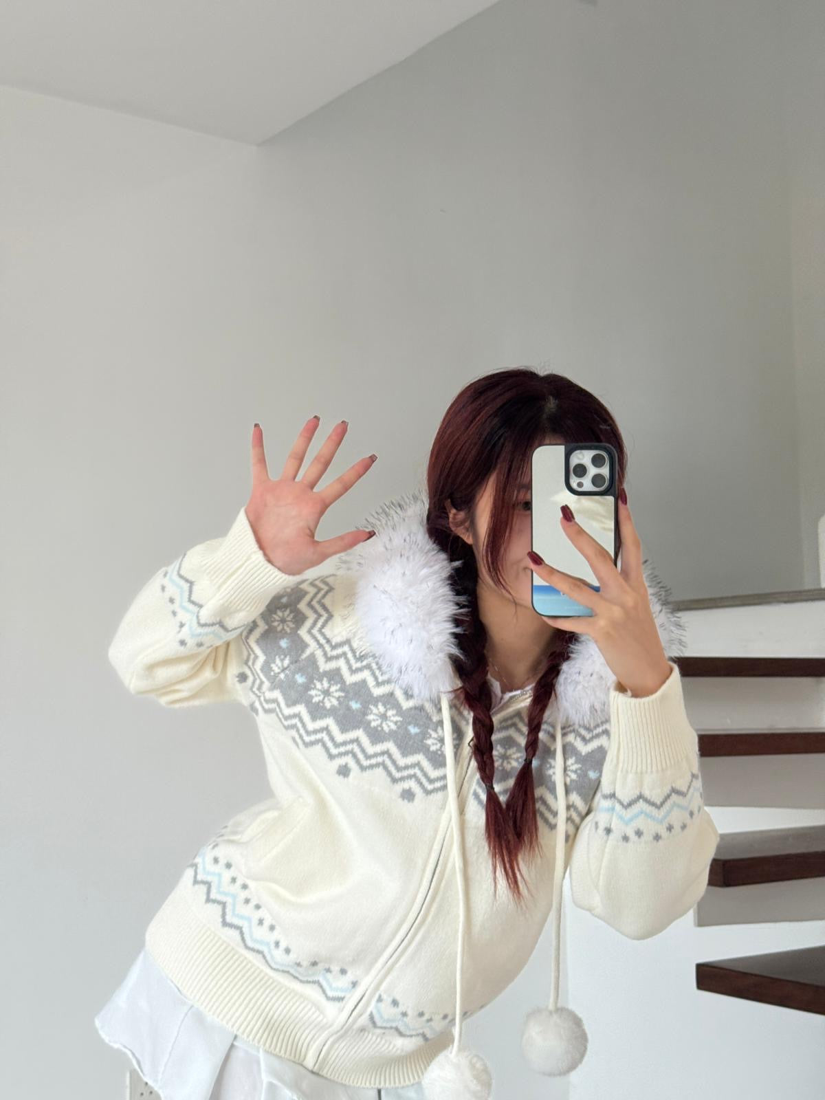 #JNY02 Fair Isle Hooded Cardigan