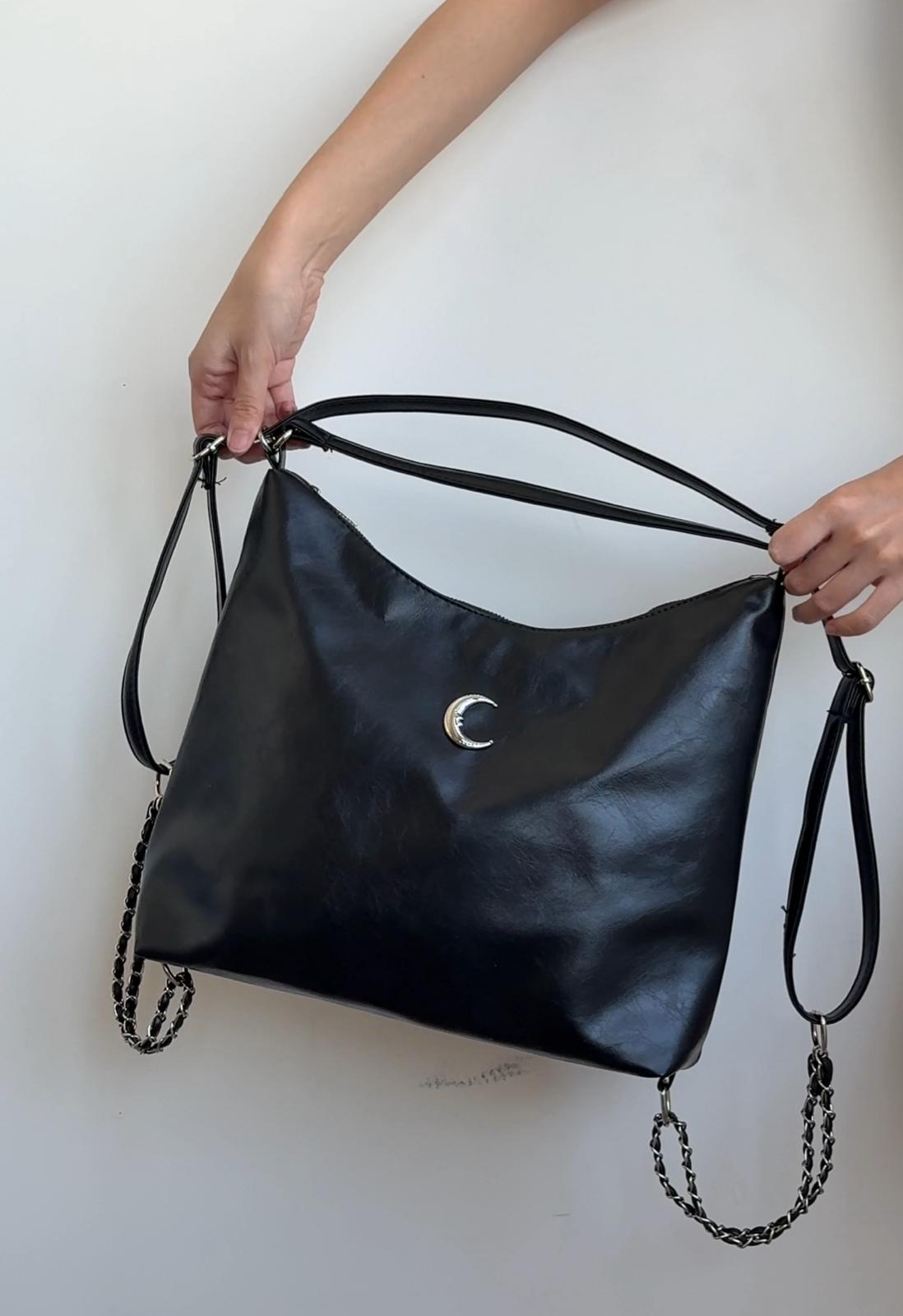 #IS196 2-ways Moon Leather Bag
