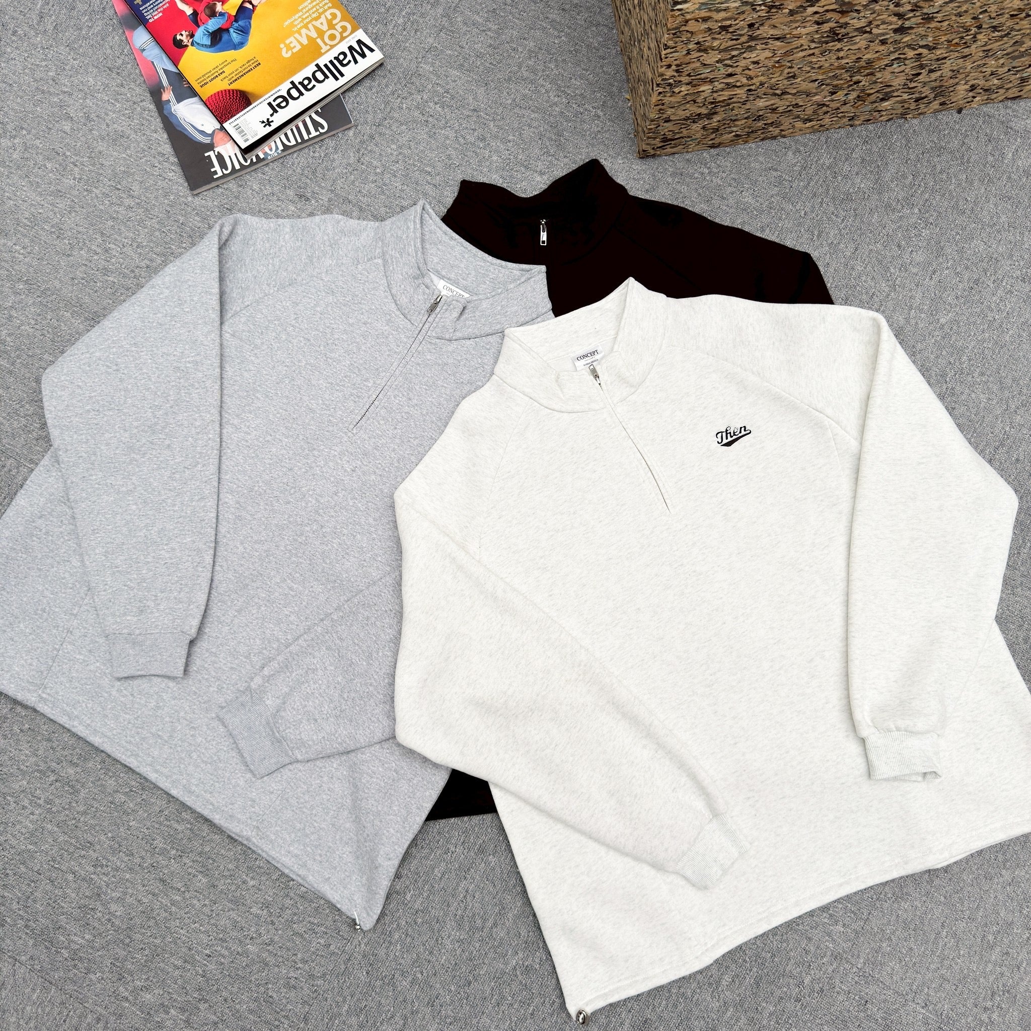 #C448 Then Embroidery Collar Sweatshirt