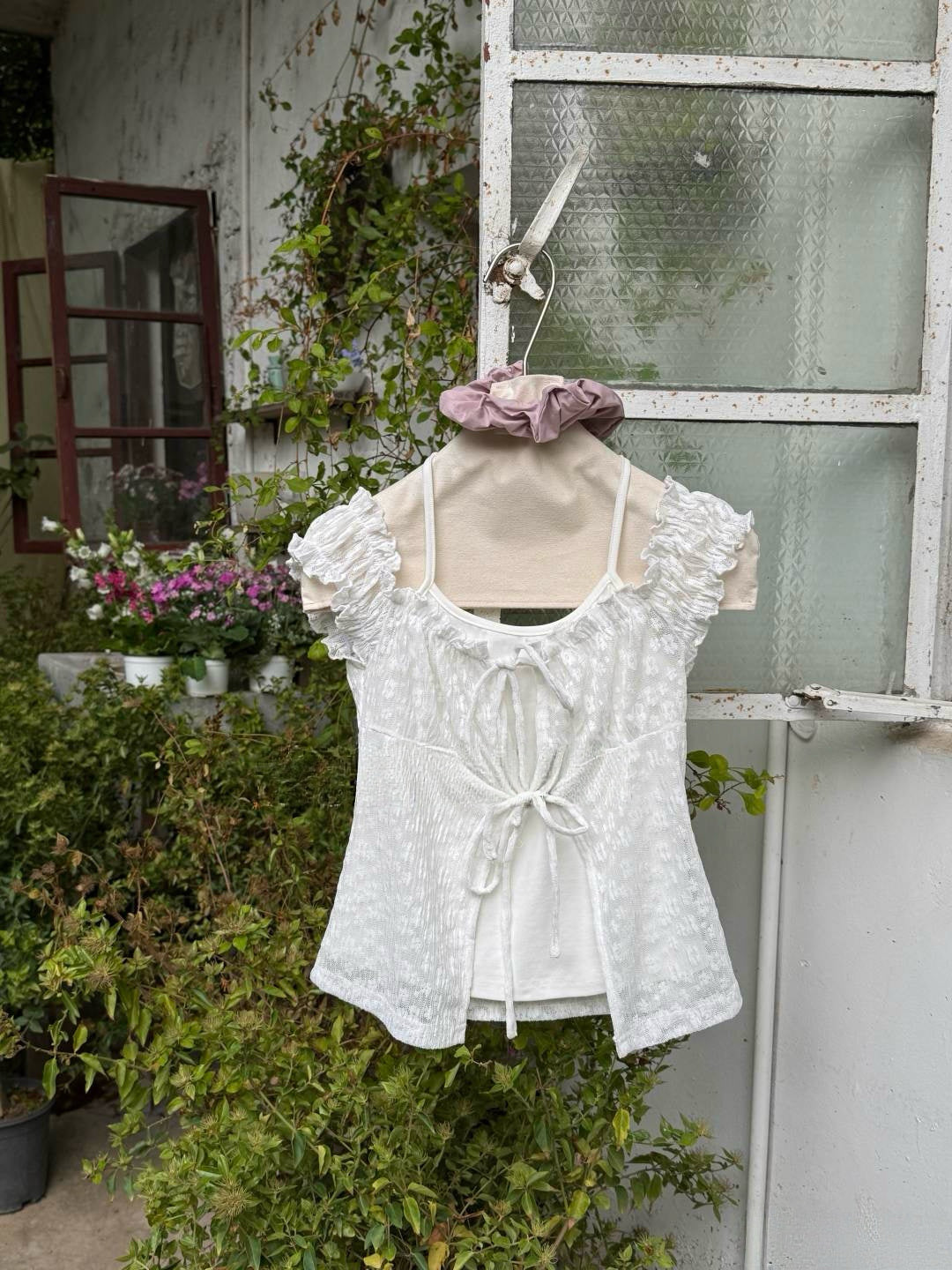 #MD68 Flower lace top set