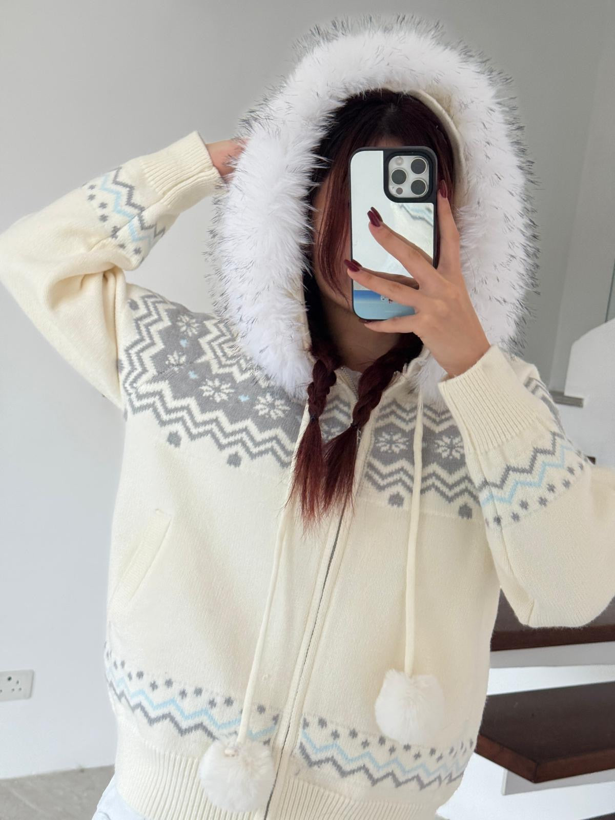 #JNY02 Fair Isle Hooded Cardigan