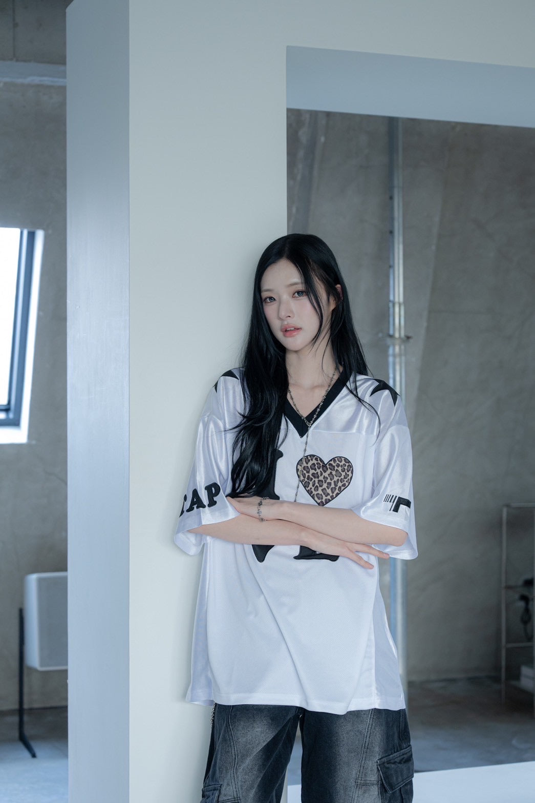 #C514 Leopard Print Heart Jersey