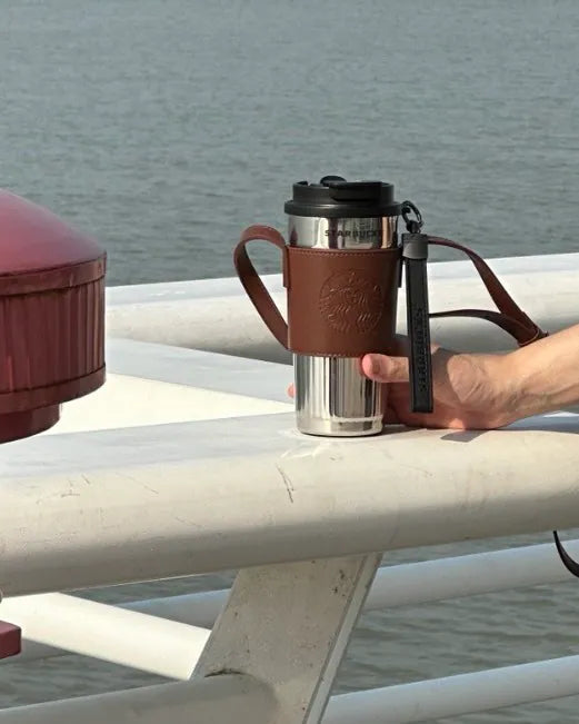 Starbucks 復古鏡面杯身保溫杯 470ML（含皮質杯套）