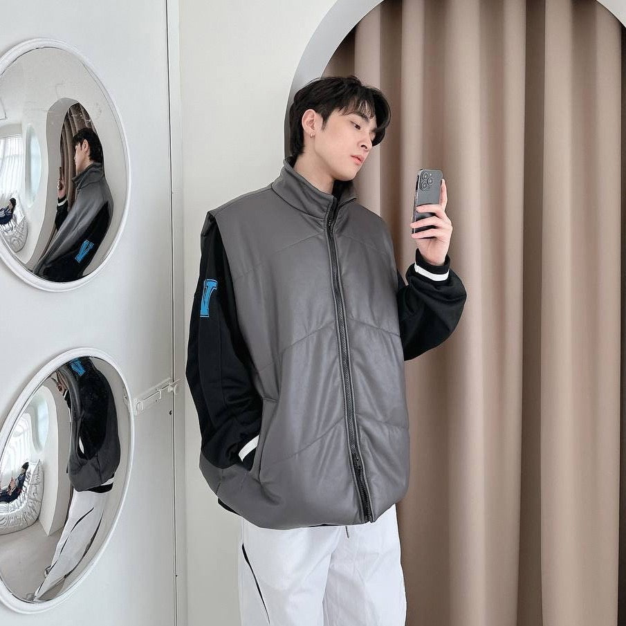 #C435 Fluffy Leather Vest