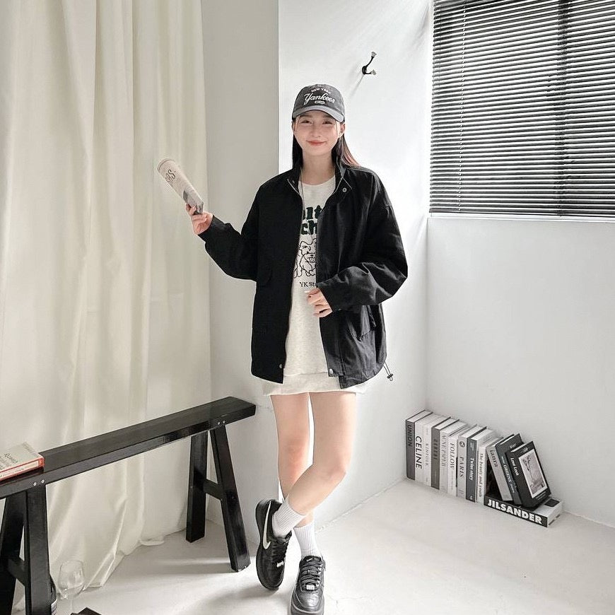 #C434 High-neck drawstring Jacket