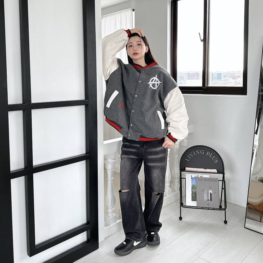 #C436 Work and Love Baseball Jacket