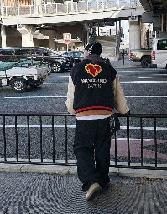 #C436 Work and Love Baseball Jacket