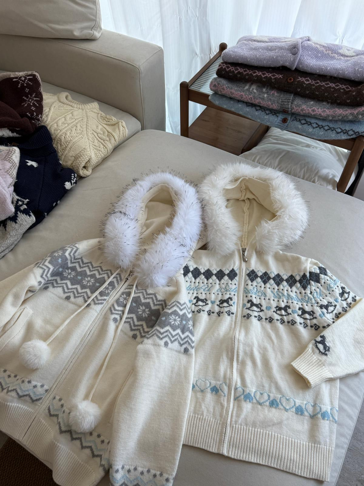 #JNY02 Fair Isle Hooded Cardigan