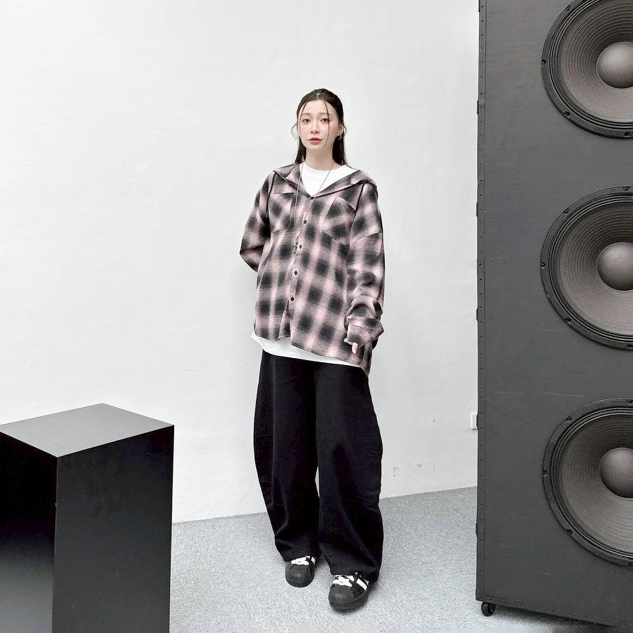 #C423 Checkered Hooded Jacket