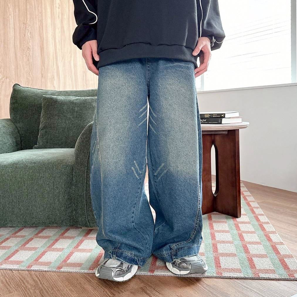 #C421 Cat Scratched Curved Pants