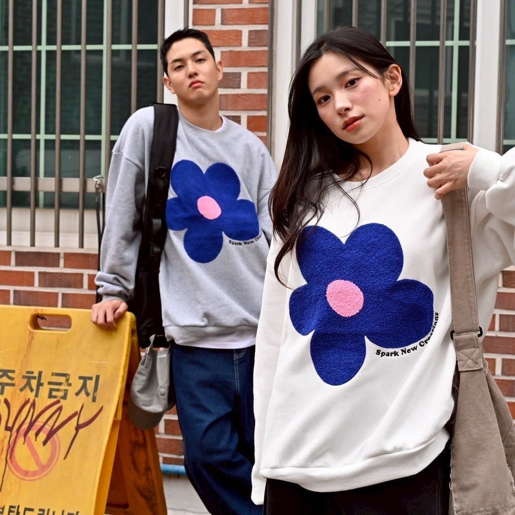 #C441 Towel Embroidery Flower Sweatshirt